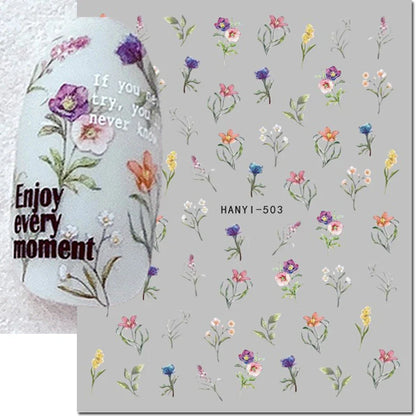 Autocollants 3D pour ongles Hiver Automne Feuilles dorées Roses Rouges Fleurs Décalcomanies pour la décoration des ongles Salon de manucure Beauté