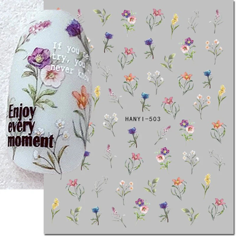 Autocollants 3D pour ongles Hiver Automne Feuilles dorées Roses Rouges Fleurs Décalcomanies pour la décoration des ongles Salon de manucure Beauté