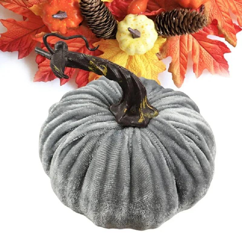 New Fake Velvet Pumpkin Halloween Decoration Pumpkins Small Foam Pumpkins Autumn Table Decor Thanksgiving Photography Props