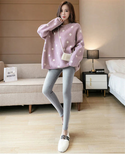Pantalon crayon taille haute en laine d'agneau pour femme, leggings d'hiver épais, peluche moelleuse, longueur de rinçage, doublure en velours chaud ATIONS Ins, décontracté