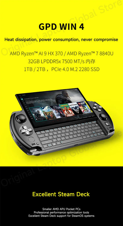 GPD WIN 4 2025 AMD Ryzen™ AI 9 HX 370/ AMD Ryzen 7 8840U Processeur 32 Go RAM 1 To/2 To Disque dur 6 pouces Mini PC portable de poche