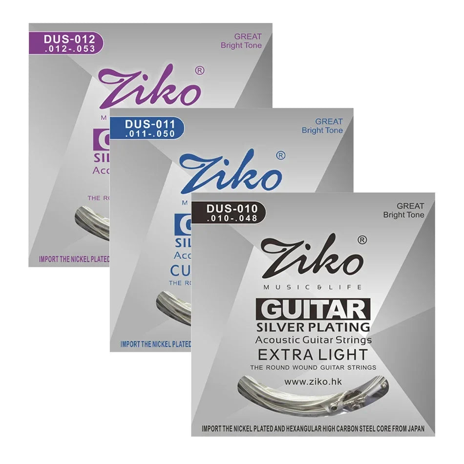 ZATM-Jeu de cordes JEParts pour instruments de musique acoustiques, plaqué argent, 6 cordes, 010 011 012