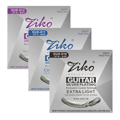 ZATM-Jeu de cordes JEParts pour instruments de musique acoustiques, plaqué argent, 6 cordes, 010 011 012