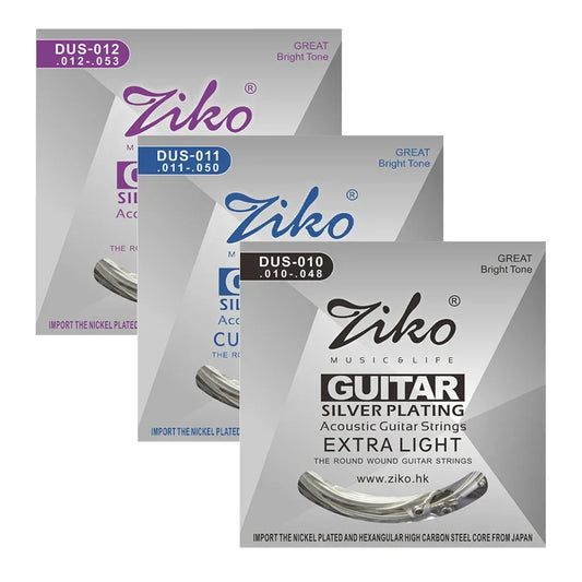 ZATM-Jeu de cordes JEParts pour instruments de musique acoustiques, plaqué argent, 6 cordes, 010 011 012