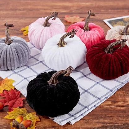 New Fake Velvet Pumpkin Halloween Decoration Pumpkins Small Foam Pumpkins Autumn Table Decor Thanksgiving Photography Props