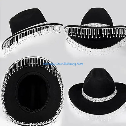 Casquette Cowboy avec pompons en chapeau Cowgirl occidental pour femmes filles, accessoires Photo, 573B