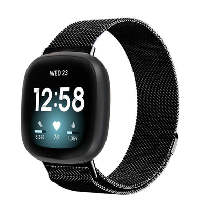 Bracelet à mailles milanaises en métal pour montre connectée Fitbit Versa 4/Versa 3 Bracelet officiel pour Fitbit Sense 2-1 Correa magnétique