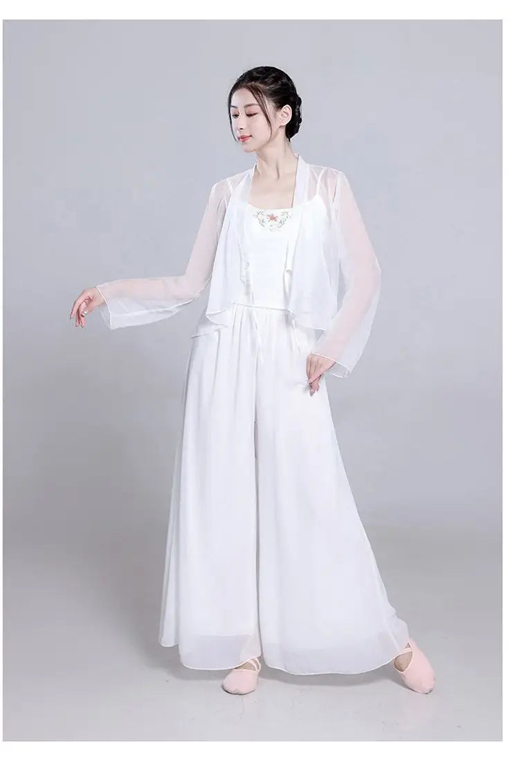 Costume de danse classique Ele, jupe blanche vaporeuse, costume de performance de fée, design Fene Dra, belle mythologie