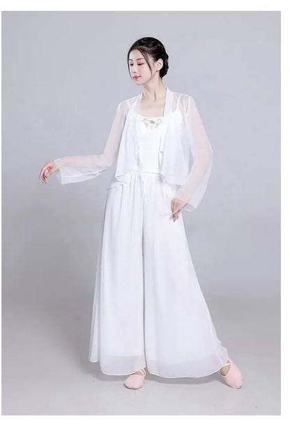 Costume de danse classique Ele, jupe blanche vaporeuse, costume de performance de fée, design Fene Dra, belle mythologie