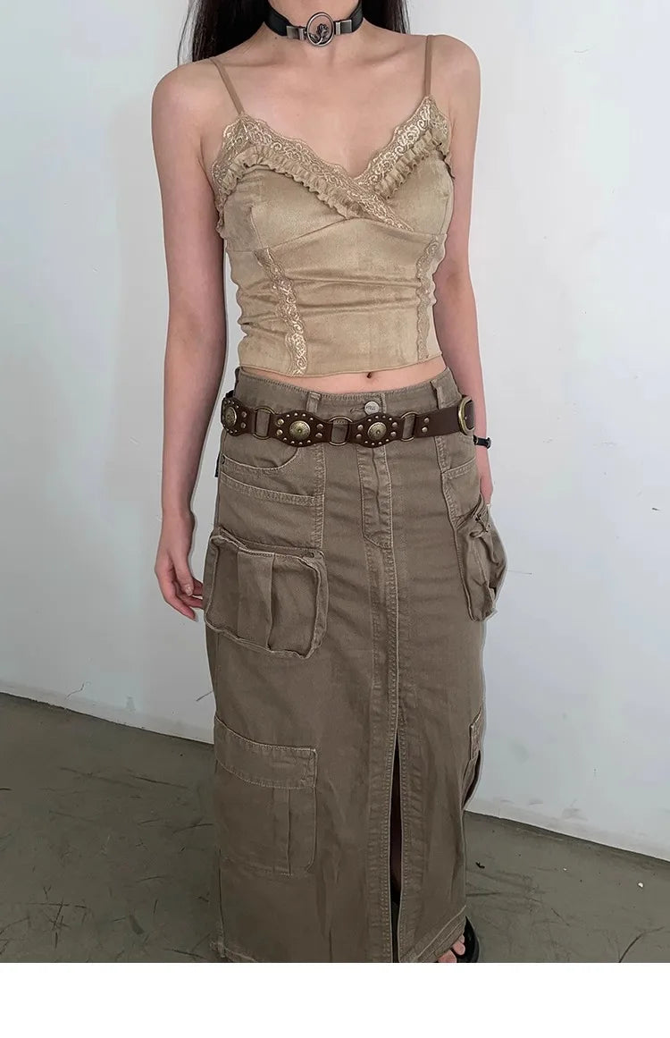Ceinture de Cowboy occidentale pour femmes, nouvelle ceinture à rivets marron Vintage américain, ceinture en Denim polyvalente avec Style Ins, 2025