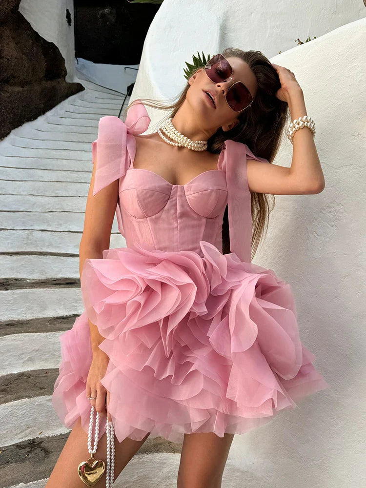 Robe Courte de Bal de Promo Couleur Personnalisée OEING Volants en Organza Au-Dessus du Genou Robes de Soirée d'Anniversaire Robe de Cocktail Sans Manches Robes de Soirée