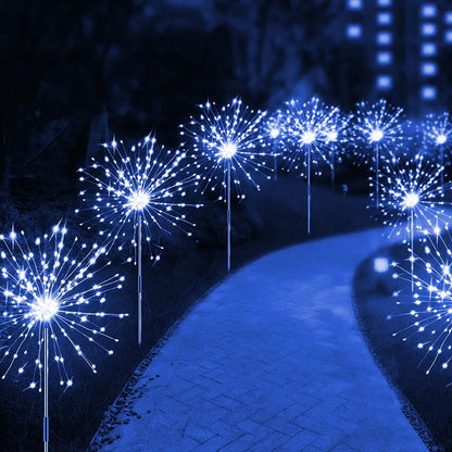 LED Solar Fireworks Lights Garden Decoration Fairy Lights Waterproof Outdoor Dandelion Lawn Lamp for Garden Landscape Lawn Decor