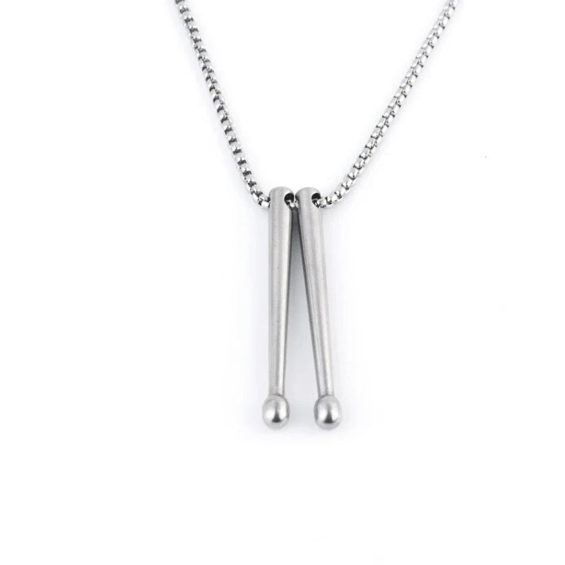 Tambour collier baguettes Punk bijoux Punk baguettes pendentif collier Cool tambour bâton collier pour femmes hommes tambour bâton