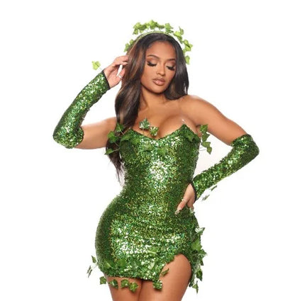 2025 European and American Costumes Adult Leaves Halloween Costumes Dance Dresses