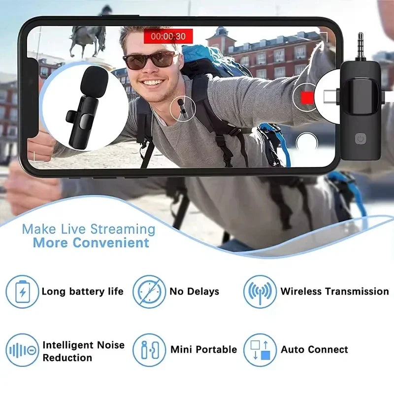 Lavalier Professional Dual Wireless Lapel Microphone Mic For iPhone Android Phone Mobile Cell PC Tie Buttonhole Micro Microphon