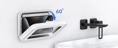 Shower Phone Holder with Speaker  480 Rotation, Wall Phone Mount for Shower Waterproof Anti Fog Shower Case for 4-7" Phones