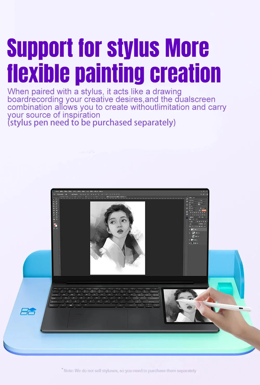 CRELANDER X15 Dual Screen Laptop 15.6" IPS+7" Touch Screen 16G DDR4 2TB SSD Intel N100 Processor Windows11 Notebook Computer