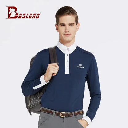 Equestrian T-Shirt Long-Sleeved Polo Shirt Spring and Summer Quick-Drying Breathable Sunscreen Equestrian Suit Competition T-Shirt Men's and Women's Elegant Knight Suit