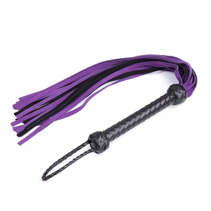 Fouet d'équitation avec glands en cuir de vachette, poignée en cuir, fouet de dressage, fouet de culture, pagaie slared, violet, noir, 68cm