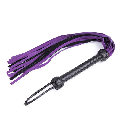 Fouet d'équitation avec glands en cuir de vachette, poignée en cuir, fouet de dressage, fouet de culture, pagaie slared, violet, noir, 68cm