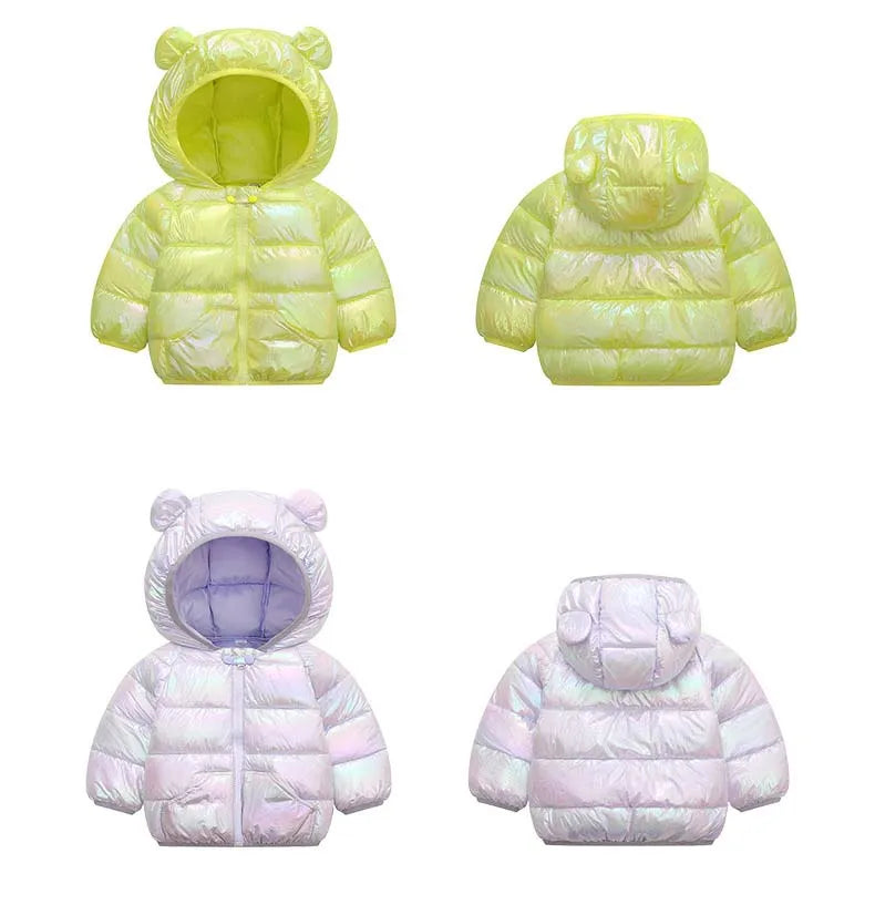 1-6T Hiver Bébé Filles Garçons Vêtements Manteaux Duvet Coton Dessin Animé Capuche Vestes Enfants Combinaison de Ski Salopette Costume de Tout-Petit