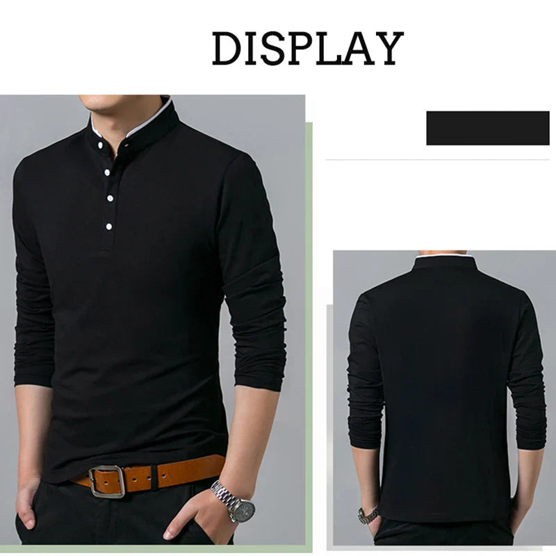 Polo à manches longues pour hommes, style décontracté et chic, idéal pour l'été, confortable et respirant, parfait pour les occasions formelles.