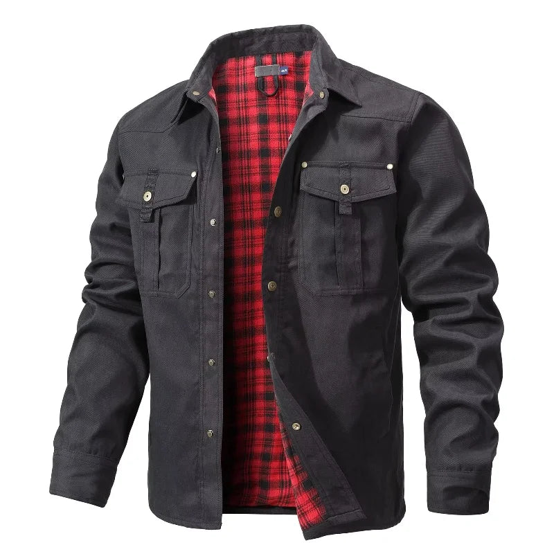 Vestes pour hommes, printemps, chemise doublée en flanelle, manteau, veste décontractée à boutons-pression, style cowboy occidental, haut de haute qualité, taille US