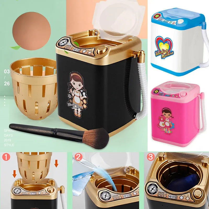 Mini machine à laver électrique pour pinceaux de maquillage - Nettoie et essore les pinceaux - Jouet pour brosses à maquillage - Œuf de beauté - Nettoie les pinceaux de maquillage