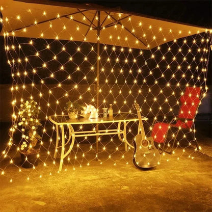 LED Net Mesh String Lights, 8 Modes, 220V, 110V, EU Plug, Festival Decoration, Christmas, Halloween, New Year 2026, Wedding Party