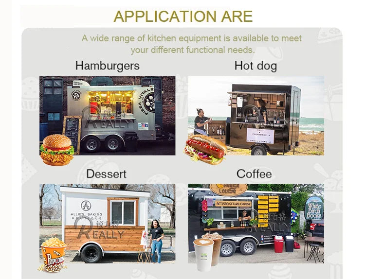 Camion de nourriture commercial en acier inoxydable pour collations, kiosque à café, cuisine mobile, camion de concession, remorque alimentaire à vendre