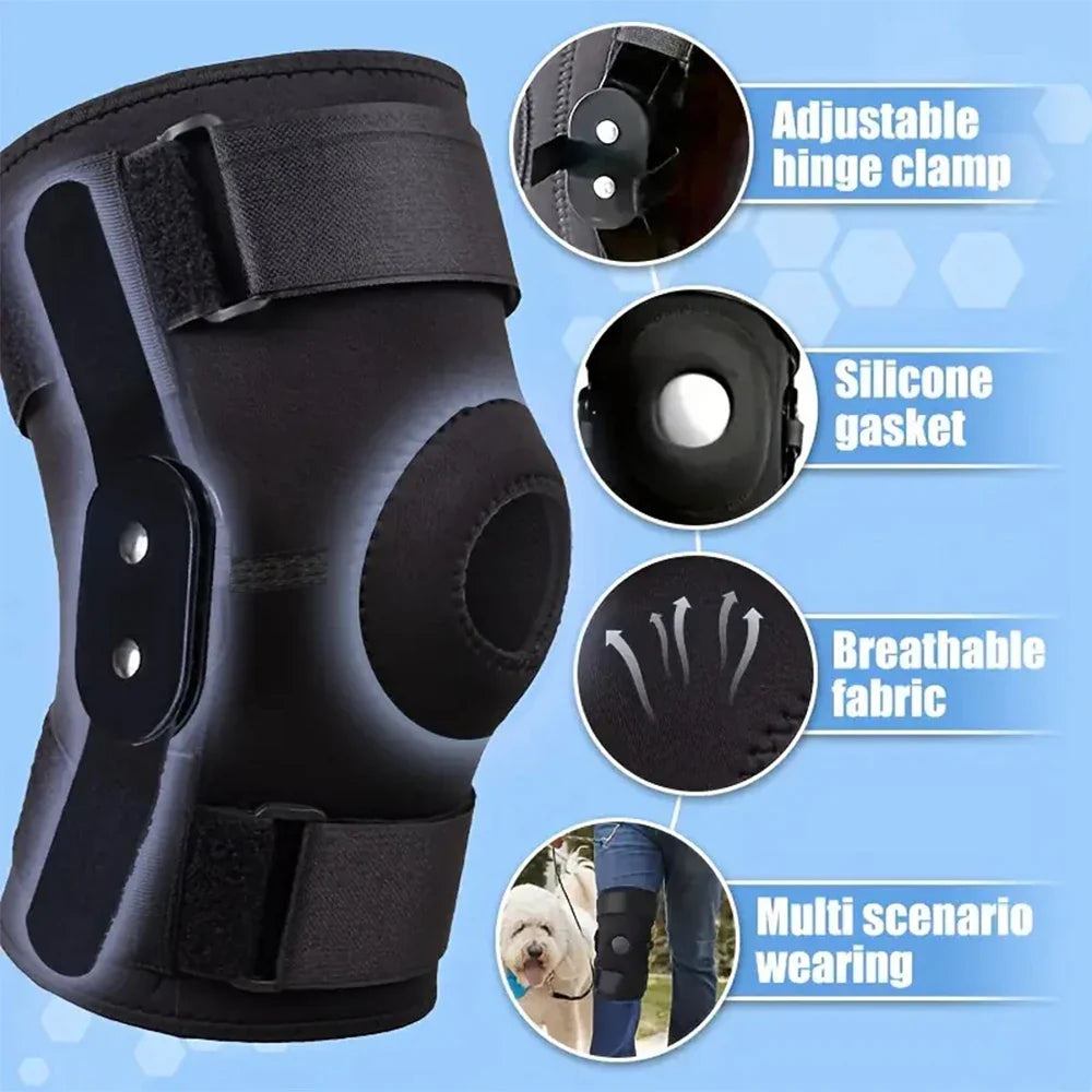 Genouillères articulées rotuliennes orthopédiques pour la douleur au genou avec ressorts Compression attelle en acier amovible Support genouillère