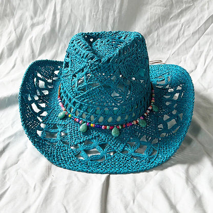 The latest Cowboy hat rose red retro straw hat 2023 new men's and women's jazz Cowboy hat straw hat sun hat summer hat sombrero