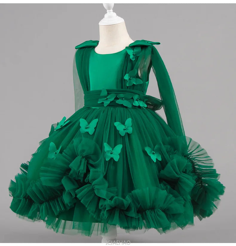 Robe de soirée 2025, robe de princesse pour filles, tenue de concours de fleurs, piano, Recital, anniversaire, mariage, jupe de ballerine, occasion formelle
