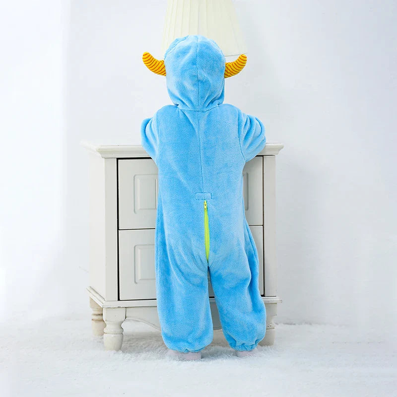 Adorable Infant Dinosaur Costume Cozy Fleece Hooded Romper Halloween  Toddler Jumpsuit for Winter Warmth