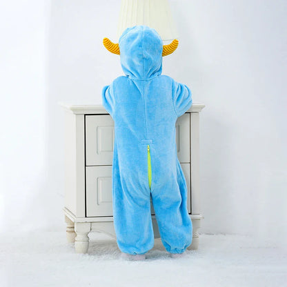 Adorable Infant Dinosaur Costume Cozy Fleece Hooded Romper Halloween  Toddler Jumpsuit for Winter Warmth