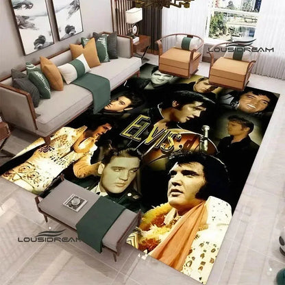 E-Elvis-Presleys Retro Printed Carpet Non-slip Carpet Outdoor Carpets Area Rug Home Bedroom Decor Rug for Bedroom Birthday Gift