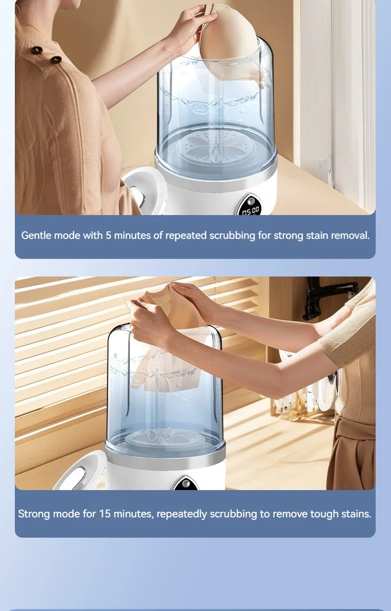 Mini Washing Machine Portable Rechargeable Fully Automatic Washing Machine for Underwear, Socks, and Small Laundry