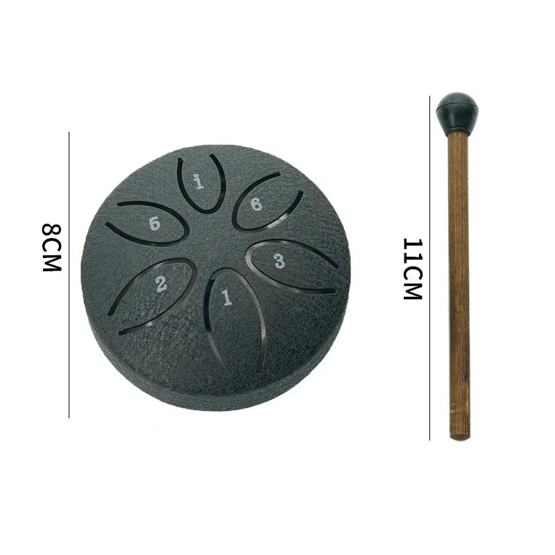 Tambour à Tongle en acier de 3 pouces, 6 tons, Instrument à main avec maillets, sons apaisants pour la méditation, le Yoga, la thérapie musicale en extérieur et en intérieur