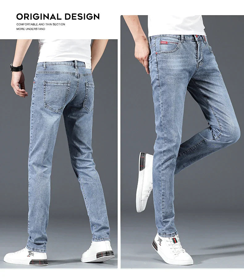 Jean skinny homme polaire hiver chaud uni coréen tendance slim pantalon denim homme épaissi extensible coupe crayon vêtements homme
