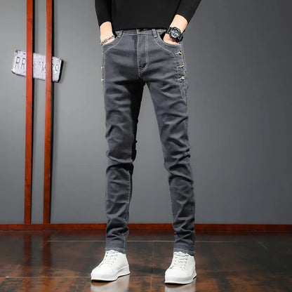 New Arrival 2024 Spring and Autumn Harajuku Italian Jeans Luxury Korean Brand Clothing Men Designer Slim Casual Jeans for Men