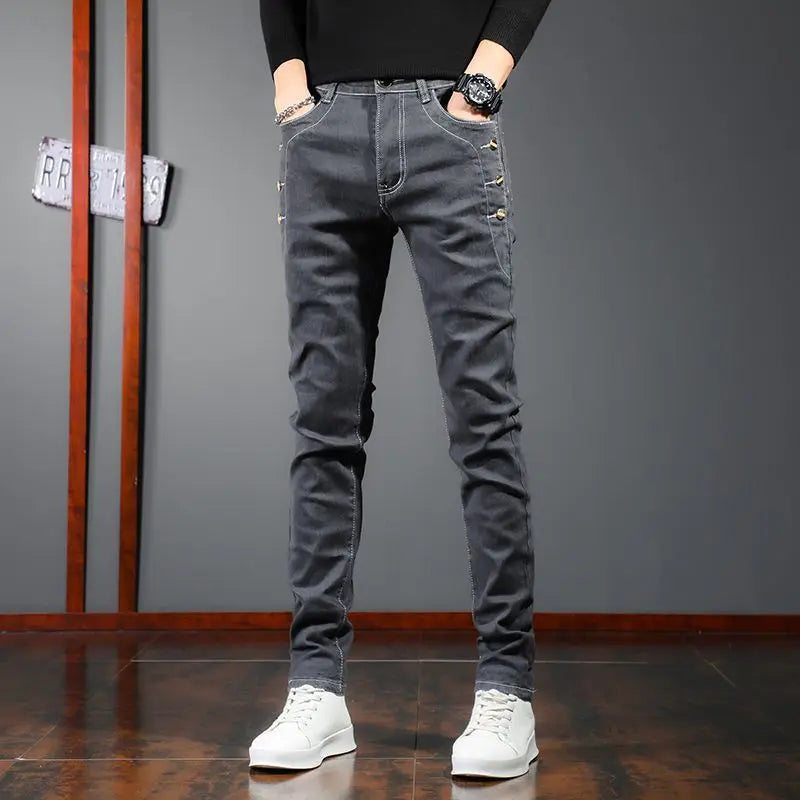 New Arrival 2024 Spring and Autumn Harajuku Italian Jeans Luxury Korean Brand Clothing Men Designer Slim Casual Jeans for Men