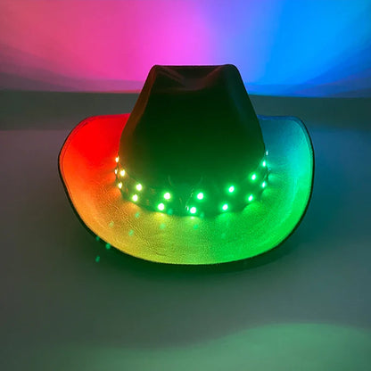 Chapeau de cowboy LED télécommandé pour femmes et hommes, chapeaux de cow-girl occidentaux, robe de l'ouest, vêtements de sauna scintillants pour Halloween, casquette unisexe, mode