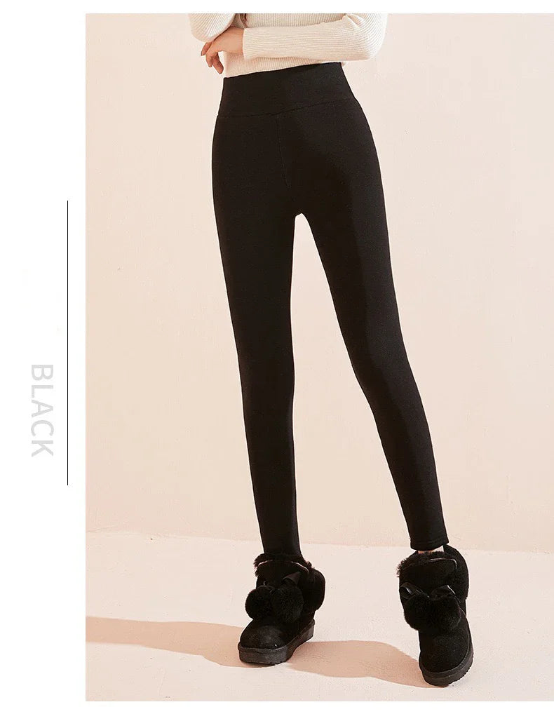 1 pièces hiver Leggings femmes coton Extra épais chaud pantalon mode thermique Legging mince noir élastique taille haute solide Leggings