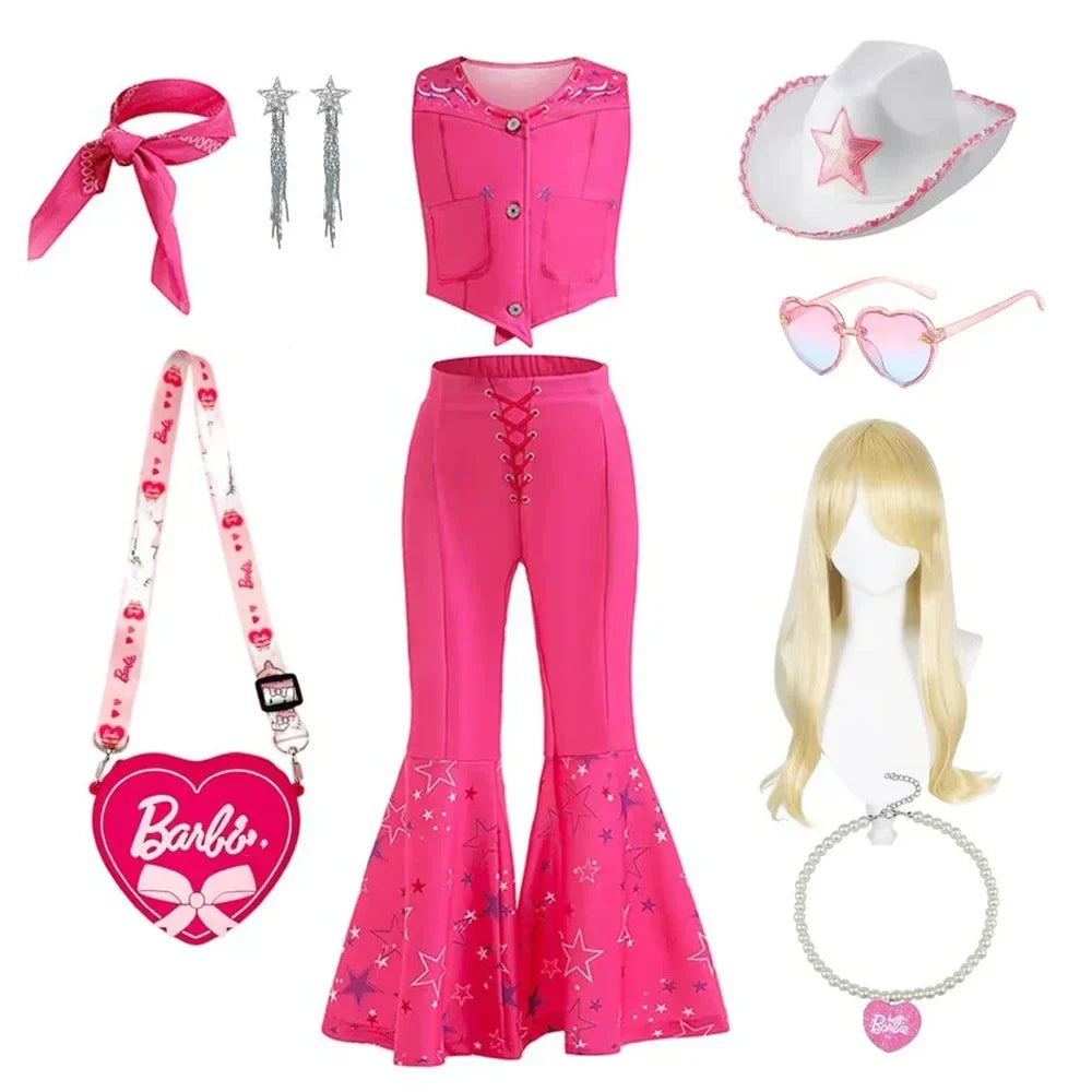 Robe de Cowgirl pour filles de 2 à 12 ans, Costume Barbei pour tout-petits, tenue de Cosplay, vêtements d'halloween