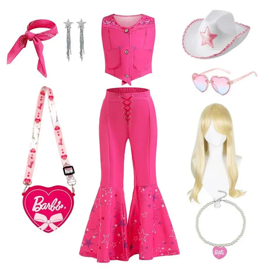 Robe de Cowgirl pour filles de 2 à 12 ans, Costume Barbei pour tout-petits, tenue de Cosplay, vêtements d'halloween