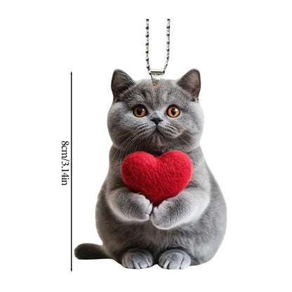 Pendentif Chat en Acrylique Décoration Suspendue avec Cordon Facile à Accrocher Breloque Ornement pour Rétroviseur Intérieur Accessoire Décoratif de Voiture 2D