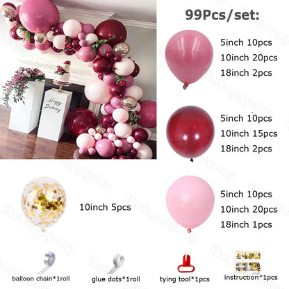 Kit de guirlande de ballons rouge vin bordeaux, arc de ballons en or rouge, guirlande de ballons de noël, décor de noël, décor de saint-valentin