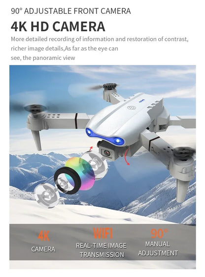 Drone RC E99Pro 4K avec caméra HD grand angle 2024 P, hélicoptère pliable, WIFI FPV, jouet cadeau recommandé, 1080
