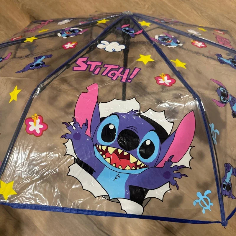 Cartoon Stitch Portable Folding Umbrella Cute Stitch Automatic Transparent Umbrellas Fashion Manual Umbrella Kid Birthday Gift
