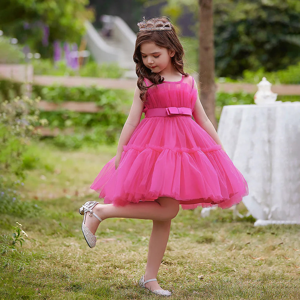 Formal evening gowns for children, elegant evening dresses for girls, with train, detachable princess dress
